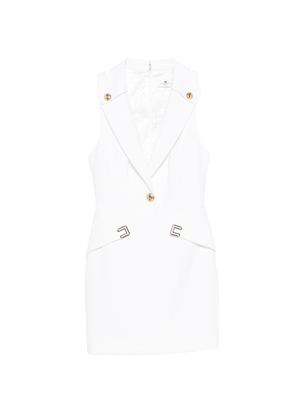 ELISABETTA FRANCHI Mini abito scollo V con bottoni gioiello 