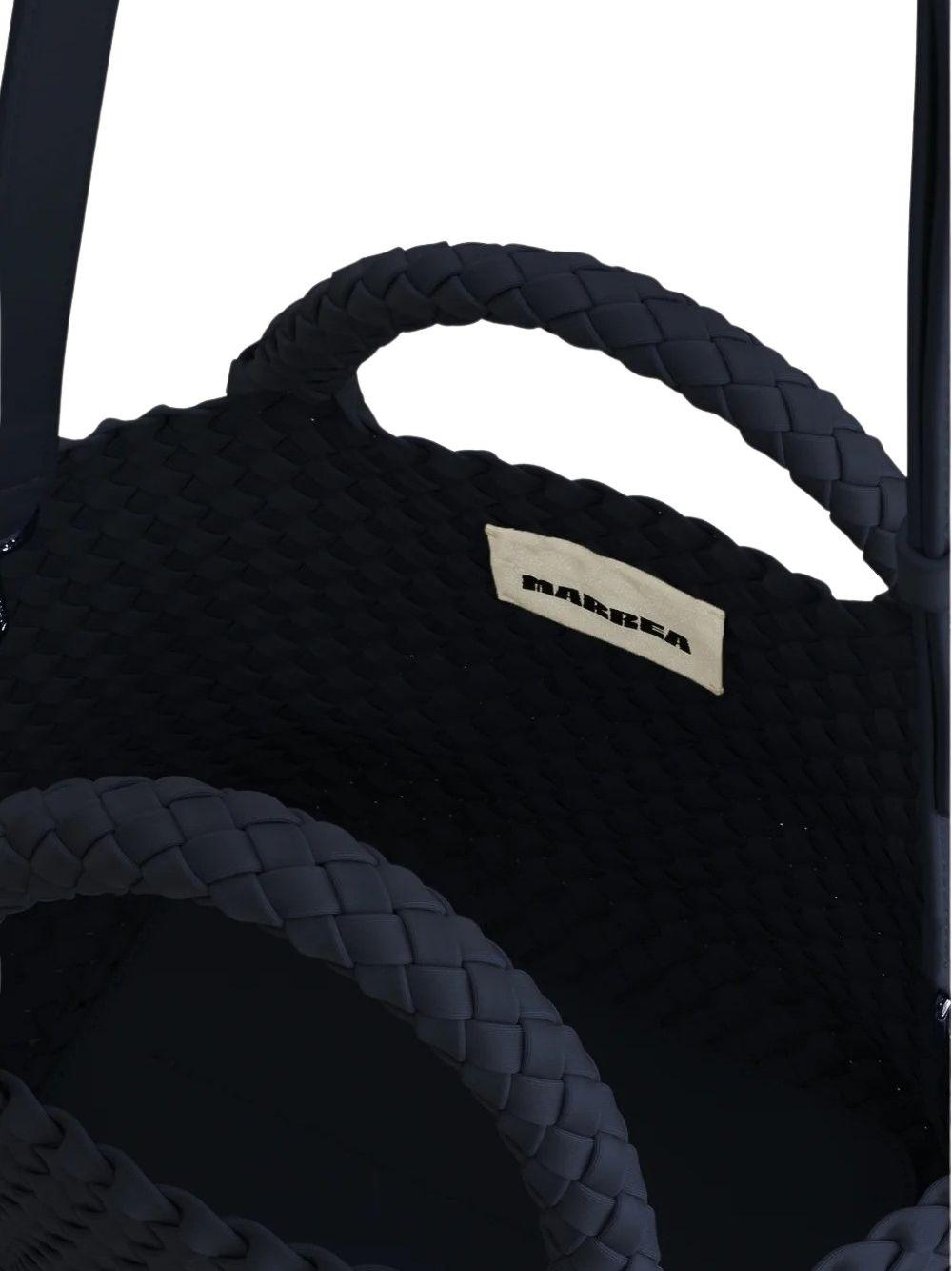 MARREA Borsa a mano nera con texture intrecciato 