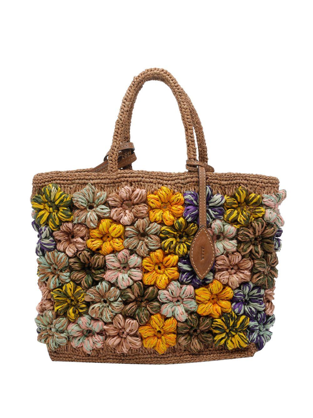AFAR Borsa tote Flower in rafia 
