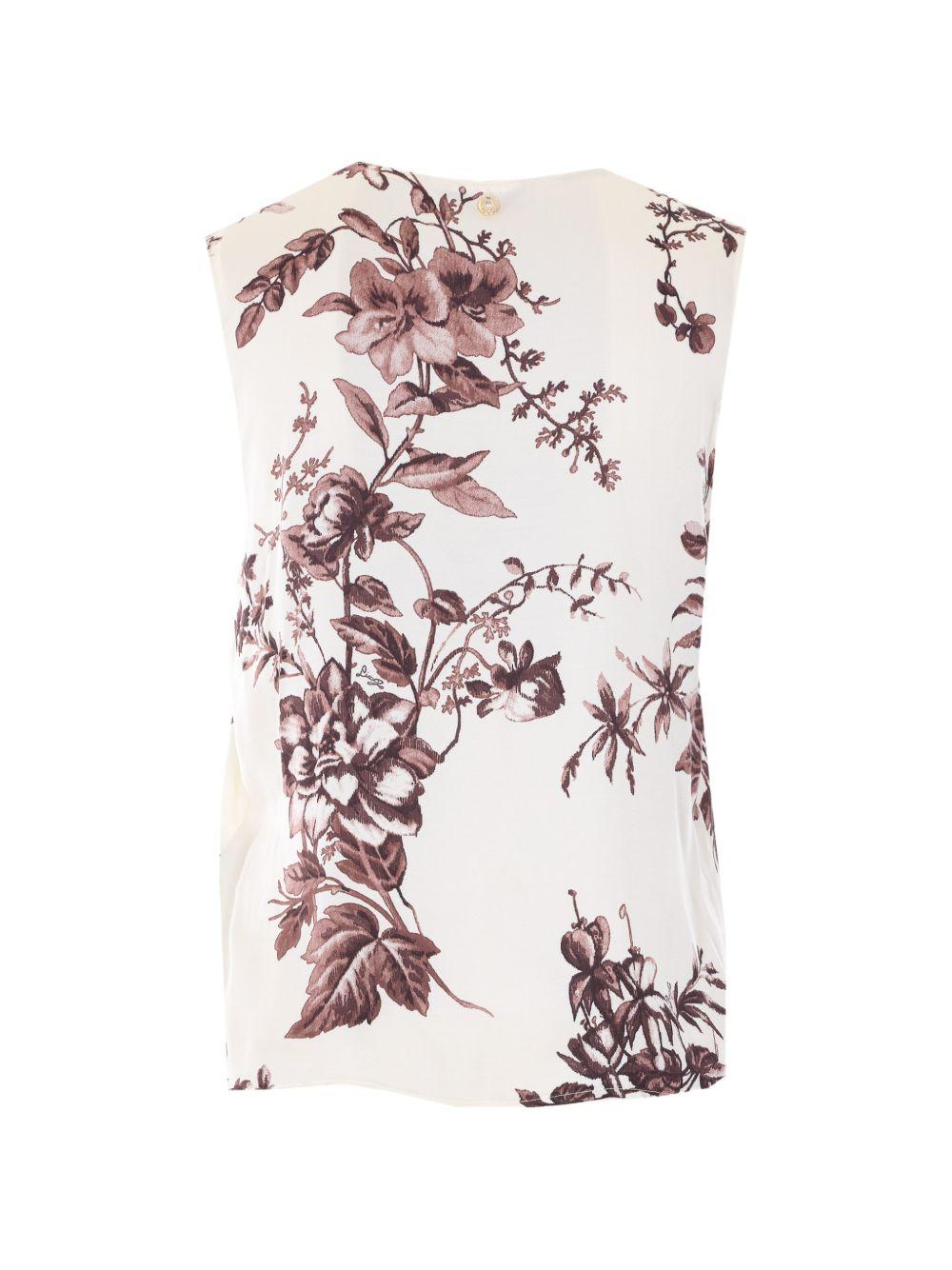 LIUJO Blusa a maniche corte con stampa floreale marrone 