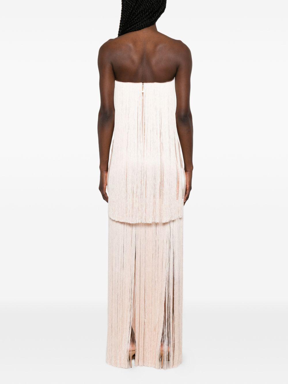 ELISABETTA FRANCHI Abito lungo Red Carpet con frange 
