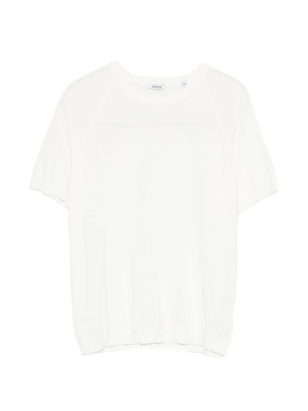 ASPESI T-shirt girocollo in cotone bianco 