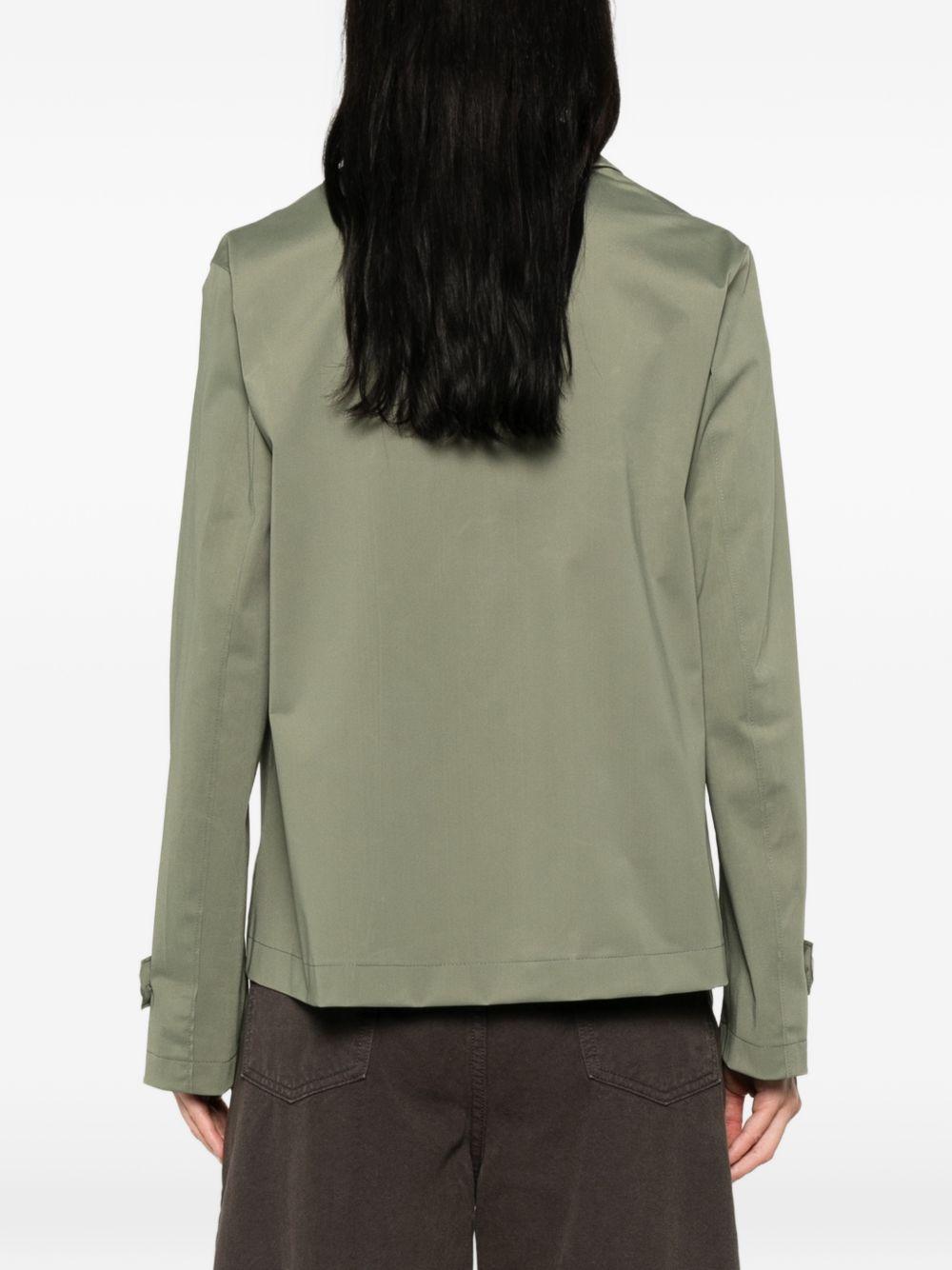 HARRIS WHARF LONDON Trench corto doppiopetto in tessuto leggero in verde caccia 