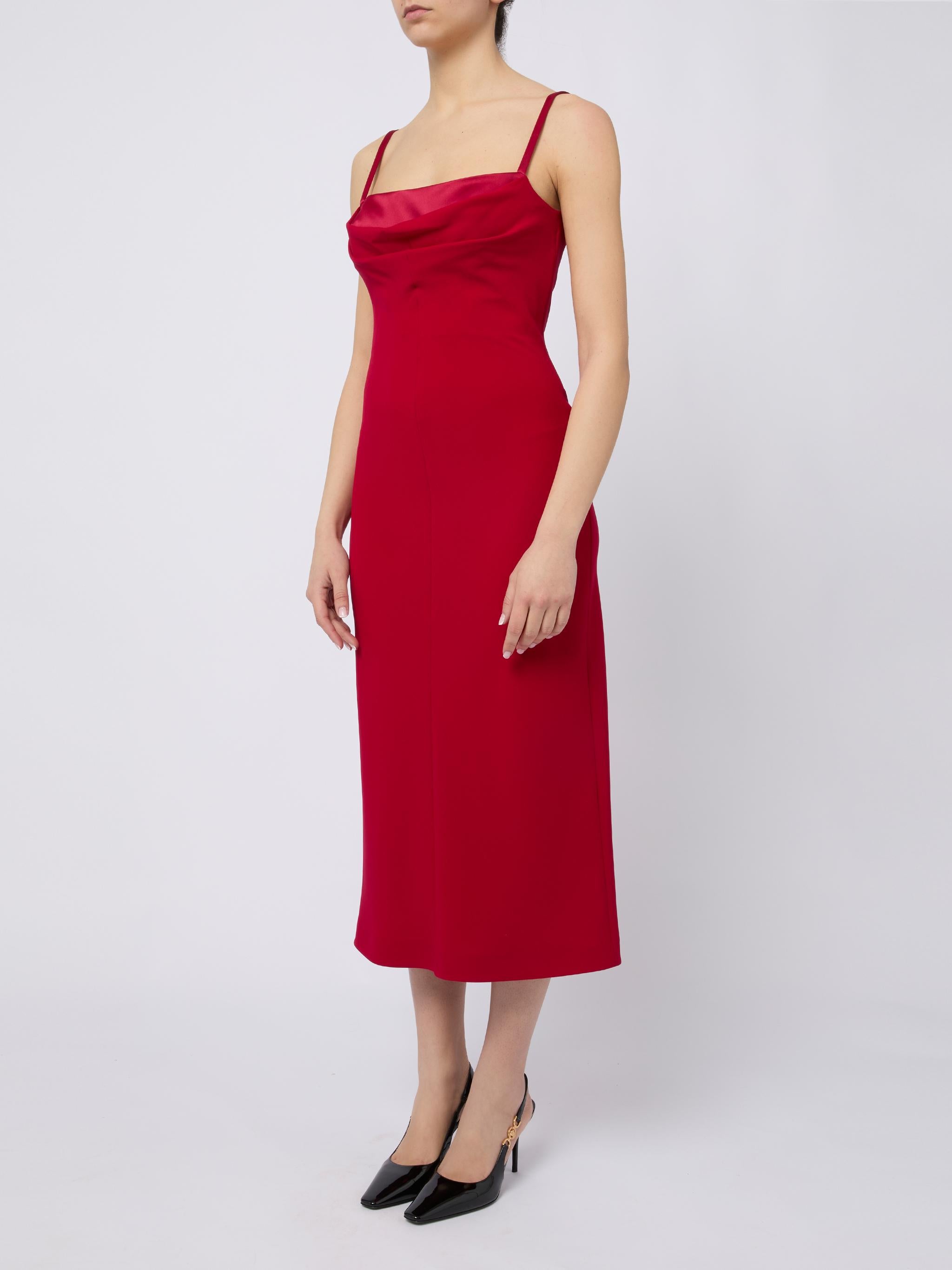 MAX MARA PIANOFORTE Elegante abito midi Pantone rosso 