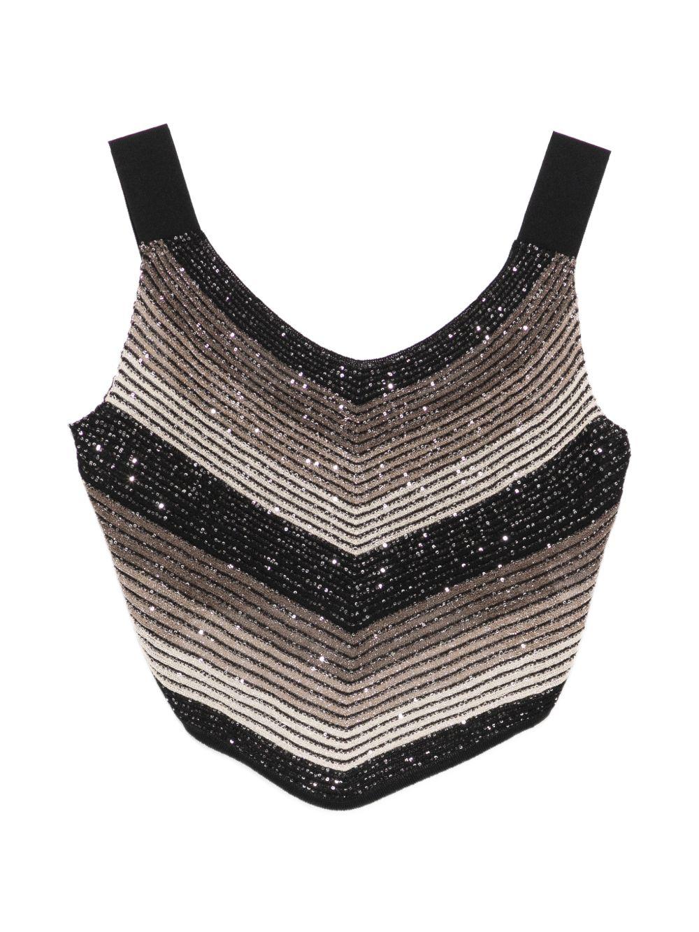 D EXTERIOR Top con spalline a righe con paillettes 