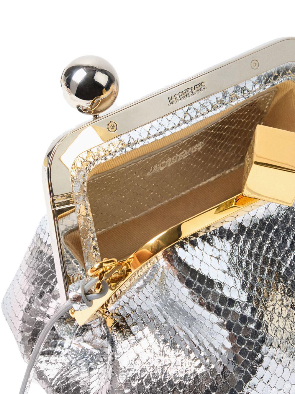 JACQUEMUS Borsa a spalla Berlingot argento in pelle 
