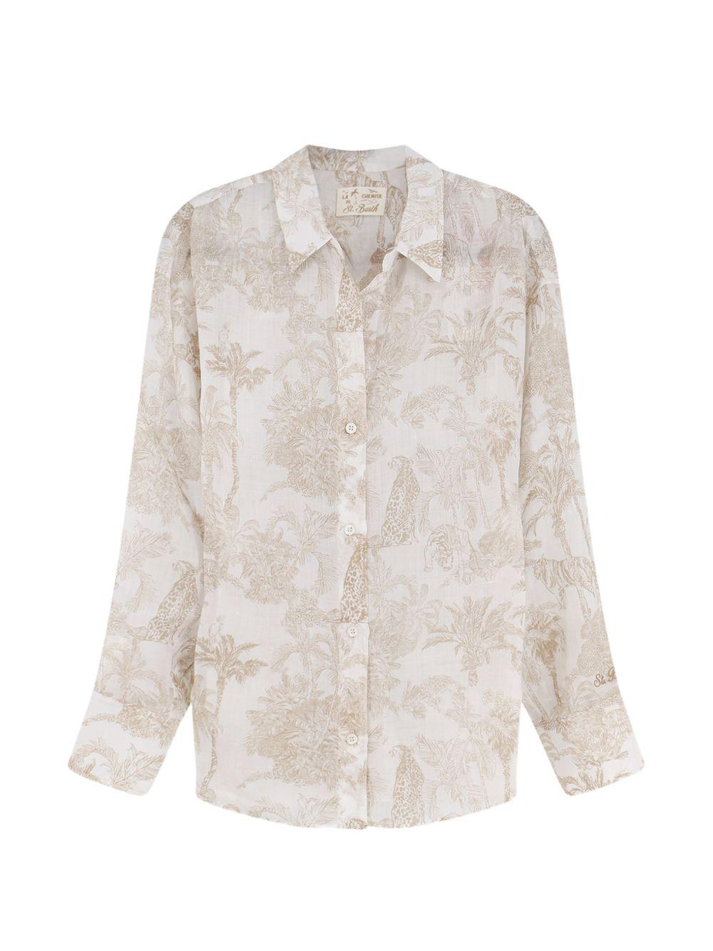 MC2 SAINT BARTH Camicia Cristel con stampa floreale marrone 