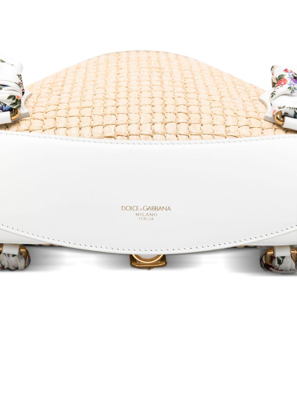 DOLCE e GABBANA Borsa a spalla Coffa Capri in rafia con stampa floreale 