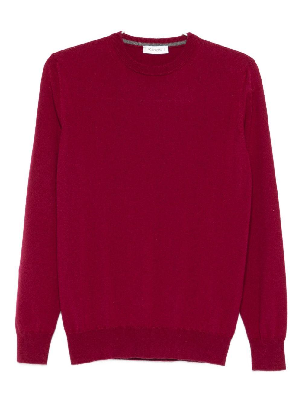 KANGRA Maglia girocollo in lana e cashmere rosso 