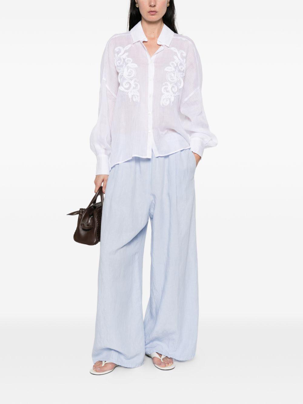 ERMANNO FIRENZE Camicia bianca con ricamo fiori 