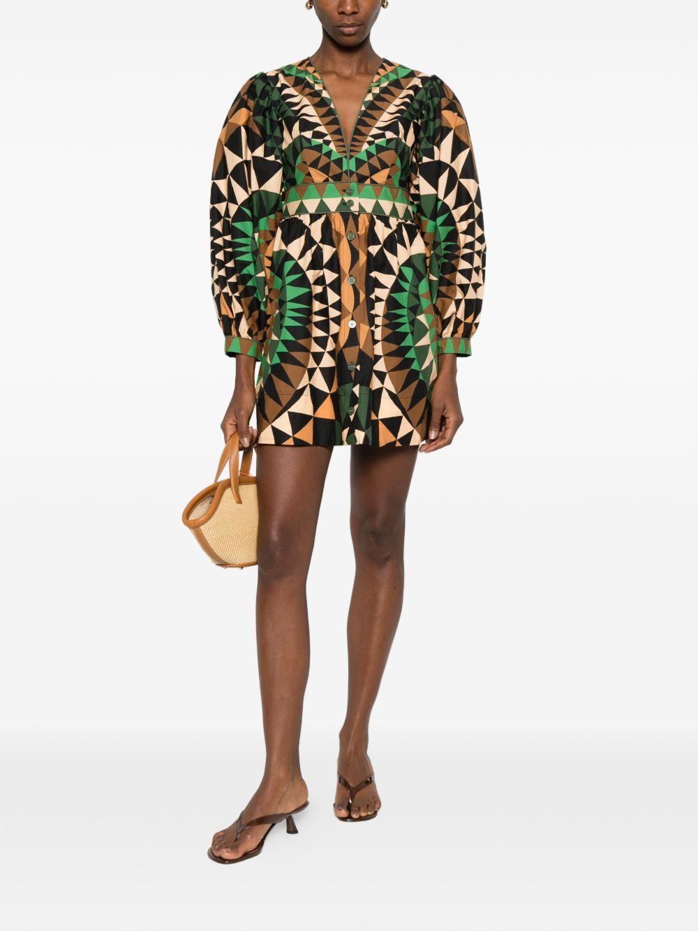 FARM RIO Abito con stampa geometrica in cotone multicolore 
