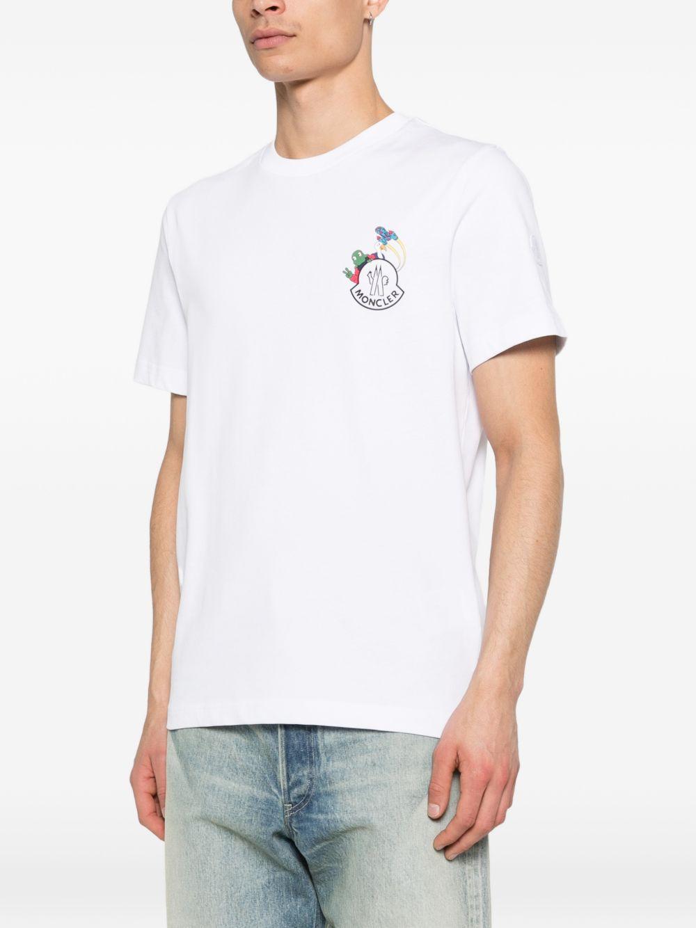 MONCLER T-shirt in cotone bianco con logo 