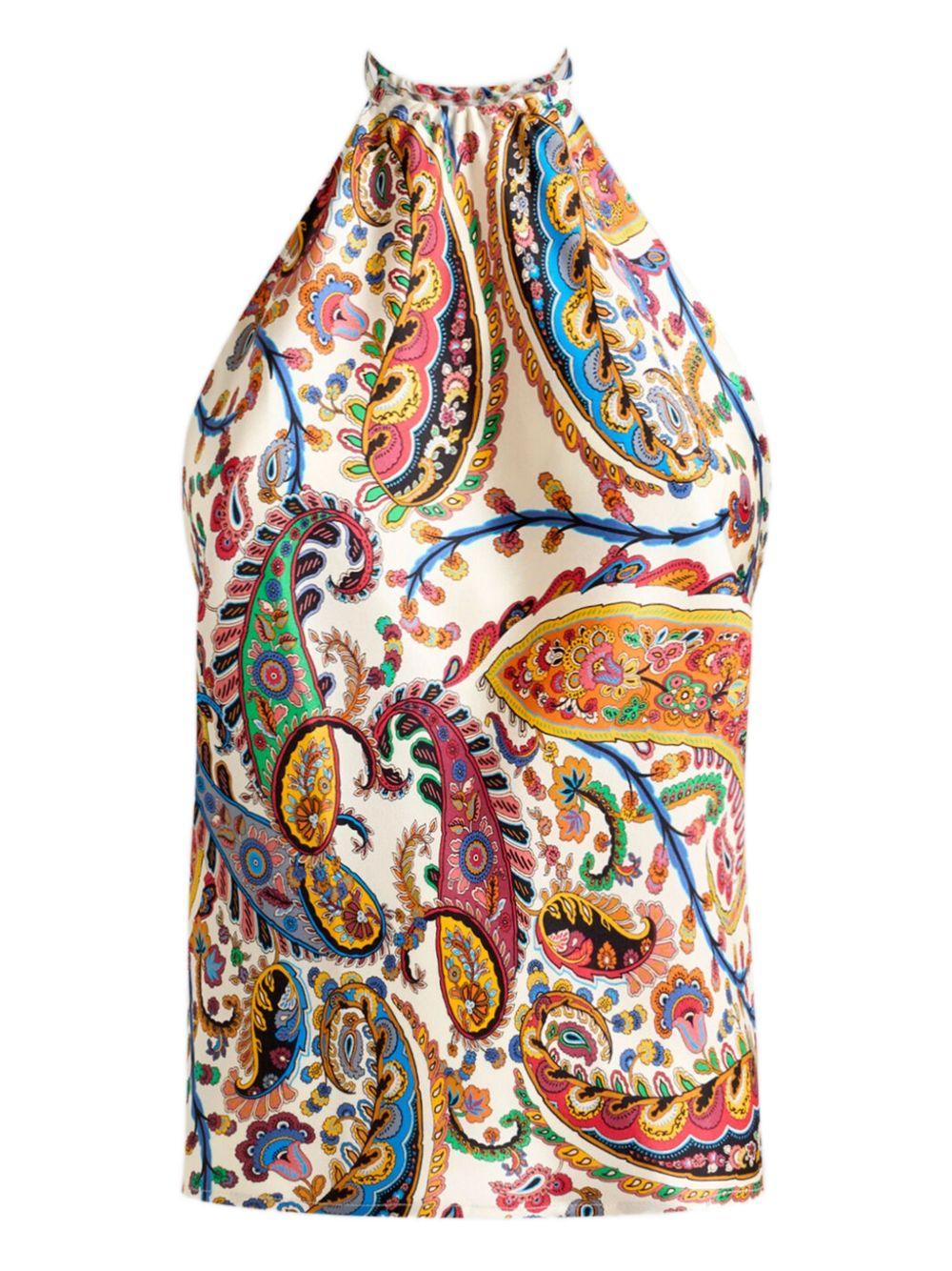 ETRO Top in seta multicolore con stampa paisley 
