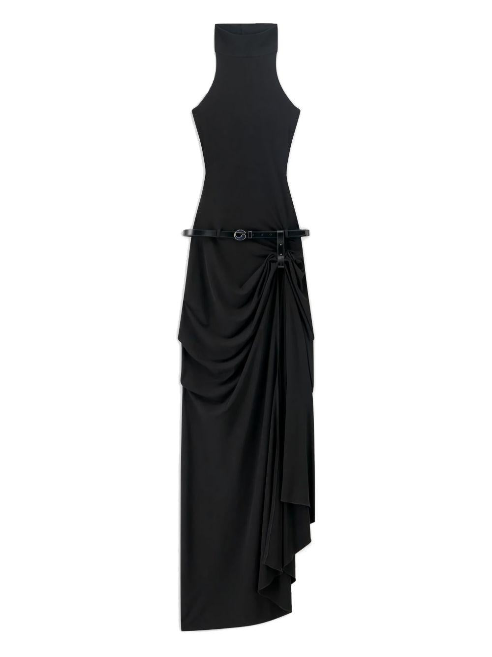 COPERNI Abito con scollo all'americana in tessuto nero con cintura 