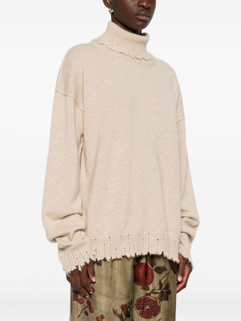 UMA WANG Maglione beige a collo alto in cashmere 