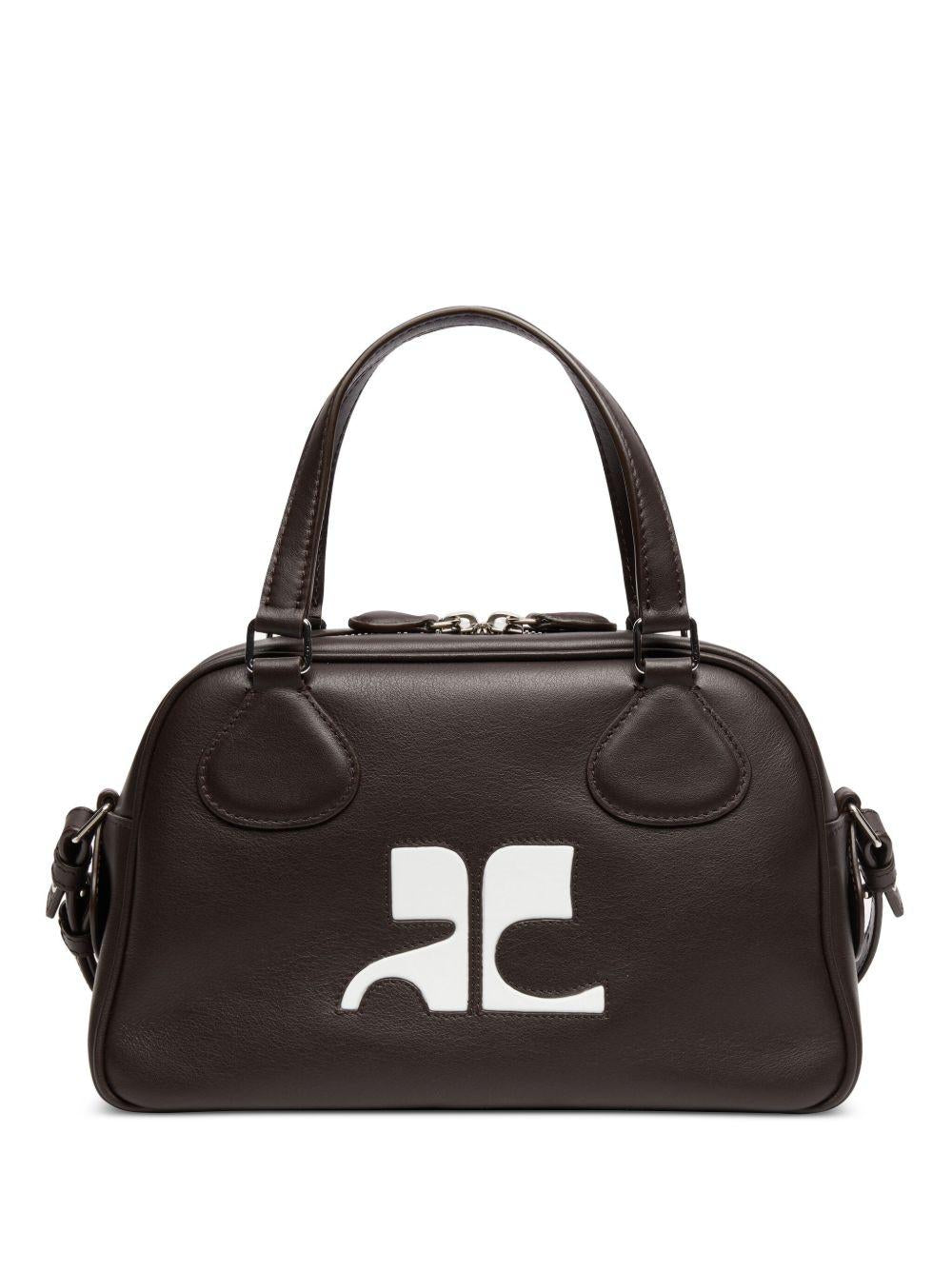 COURREGES Borsa bowling 'Re-edition' in pelle cioccolato 