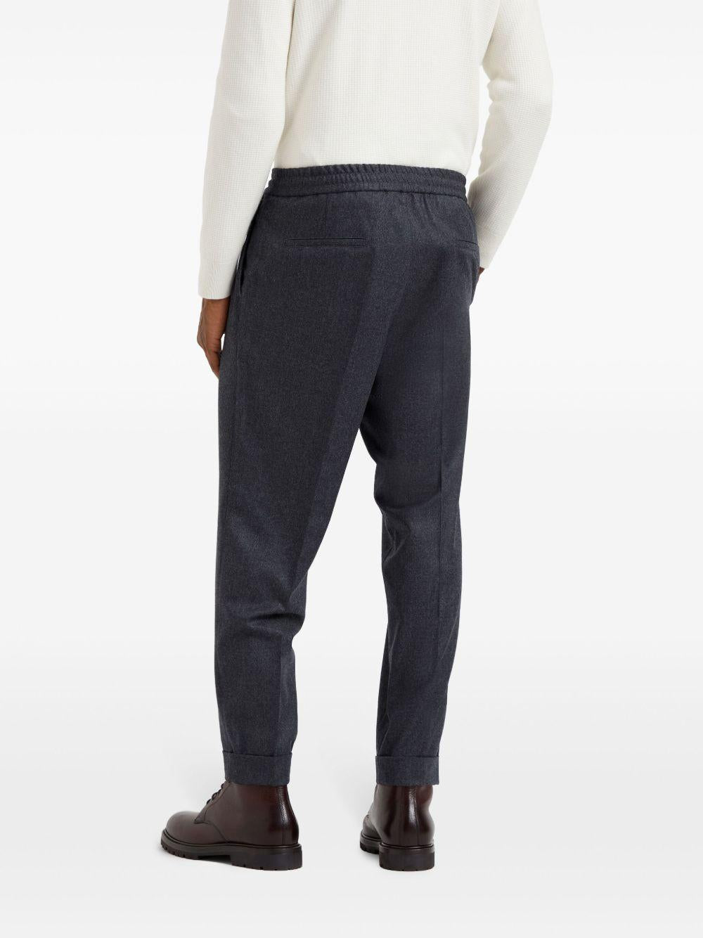 BRUNELLO CUCINELLI Pantalone in lana vergine grigio gessato 