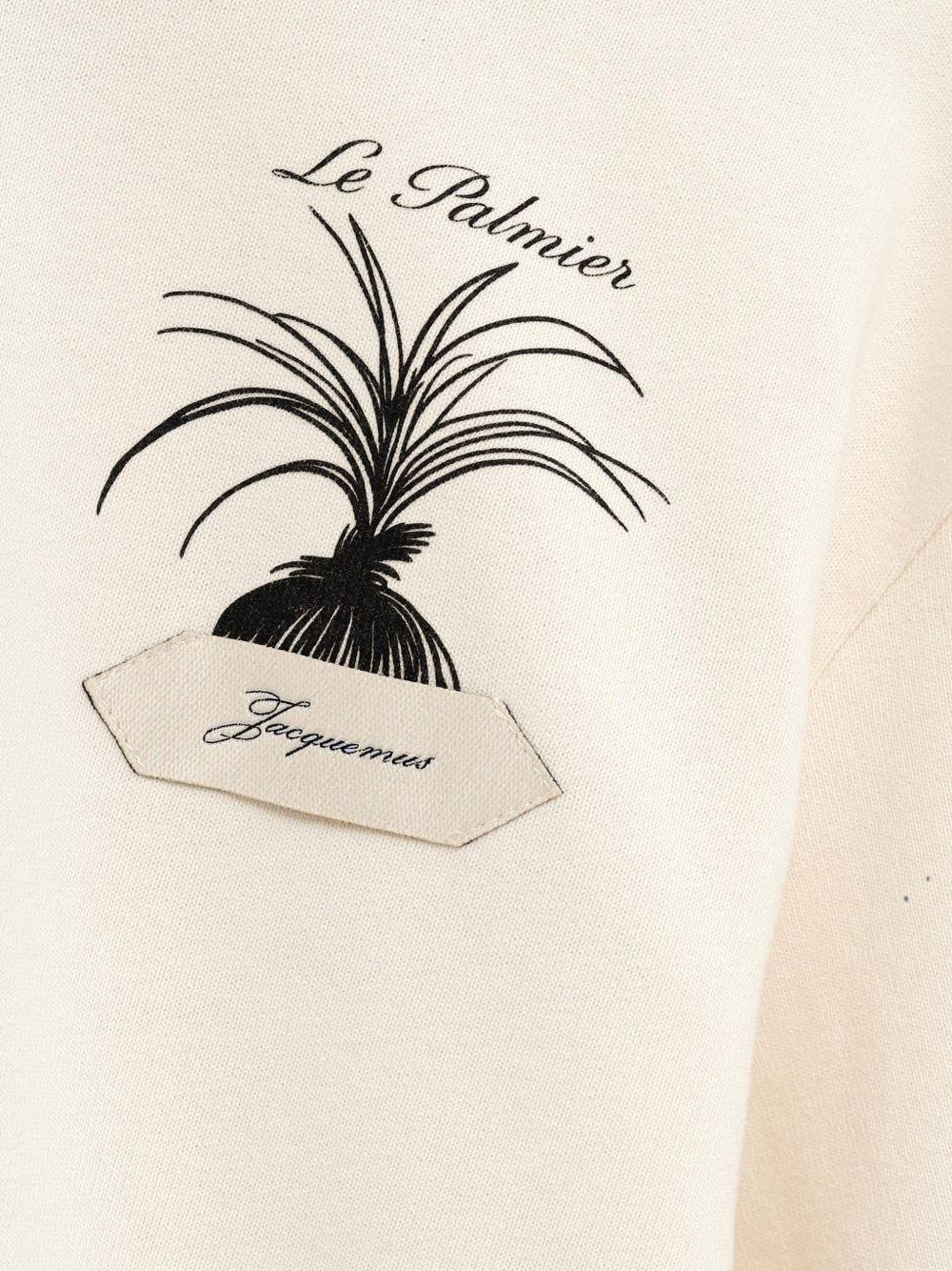 JACQUEMUS T-shirt nera in cotone con stampa Palmier 