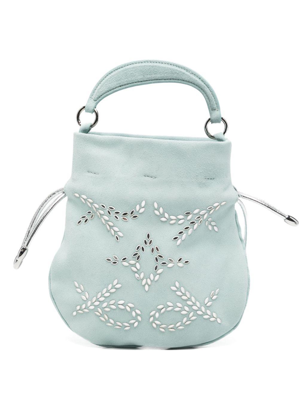 ORCIANI Borsa a secchiello Peach Gem Acq con strass celeste 