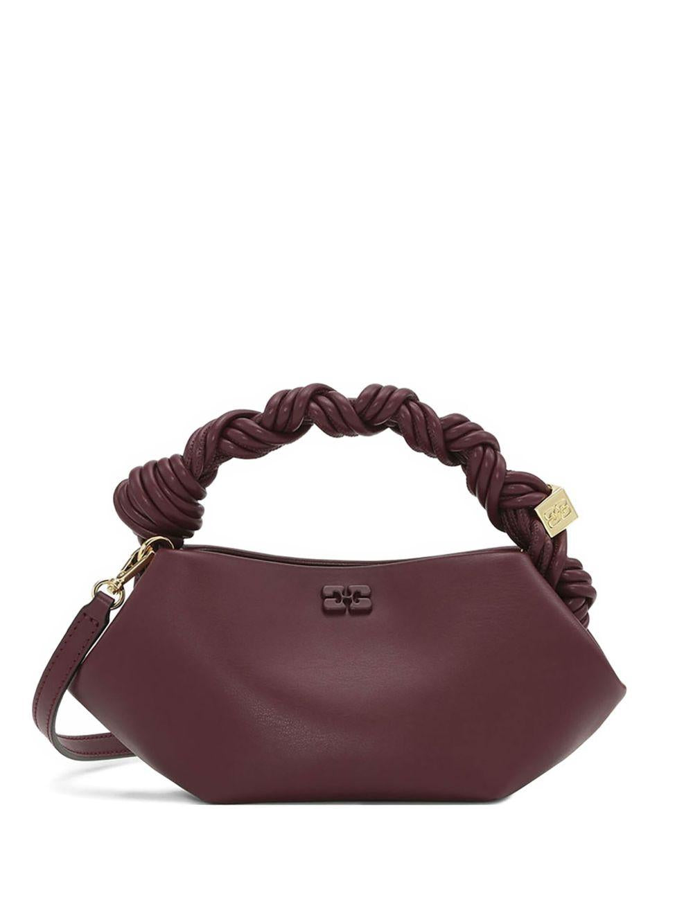 GANNI Borsa Bou mini in pelle bordeaux 