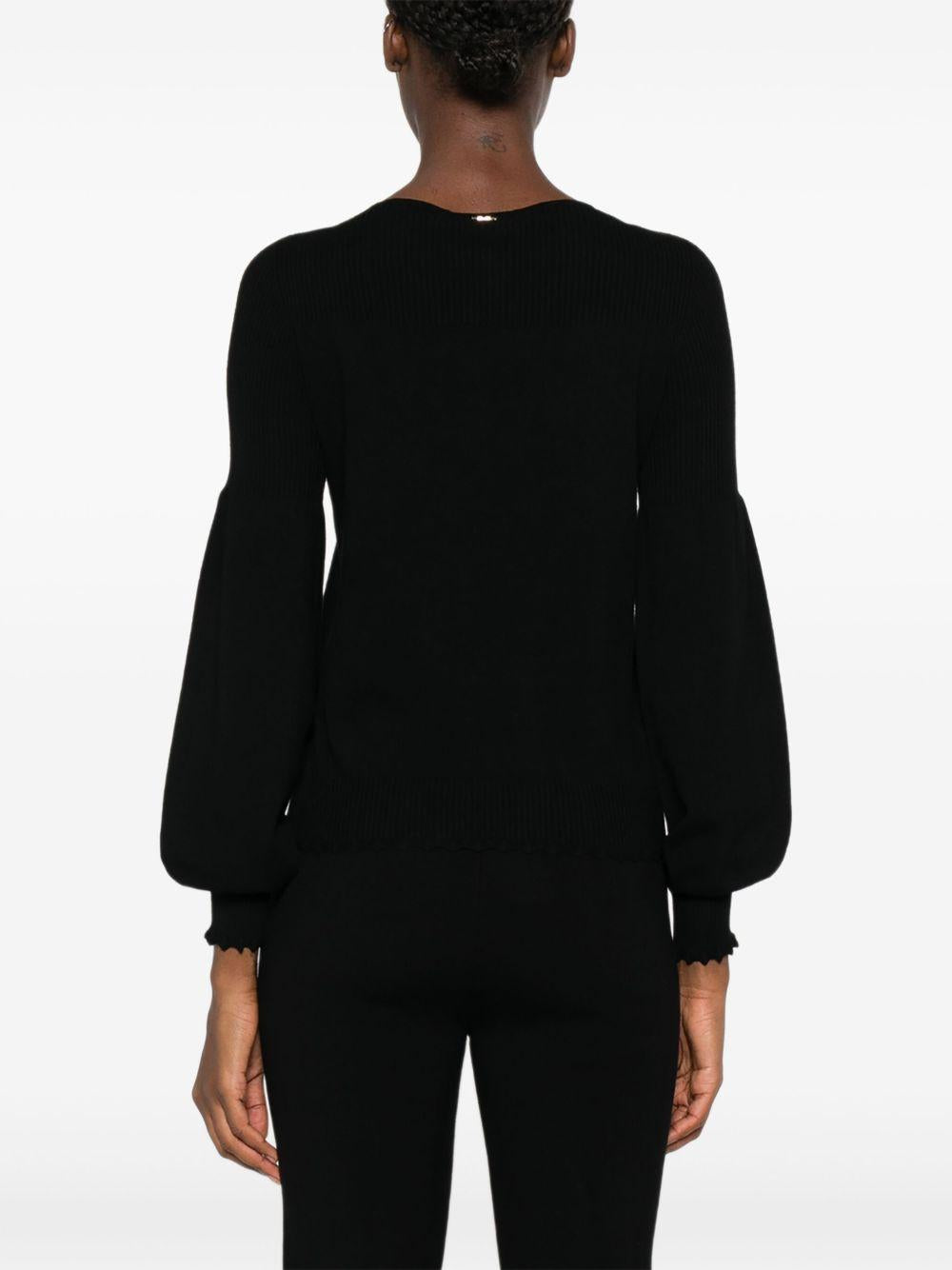 TWINSET Maglia con scollo a barca e bordi smerlati 