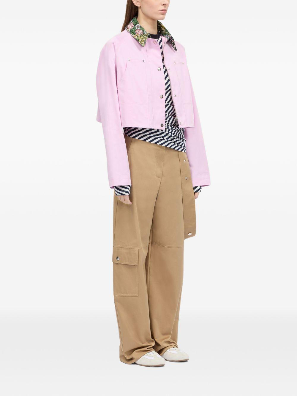 MSGM Giacca rosa con colletto floreale 