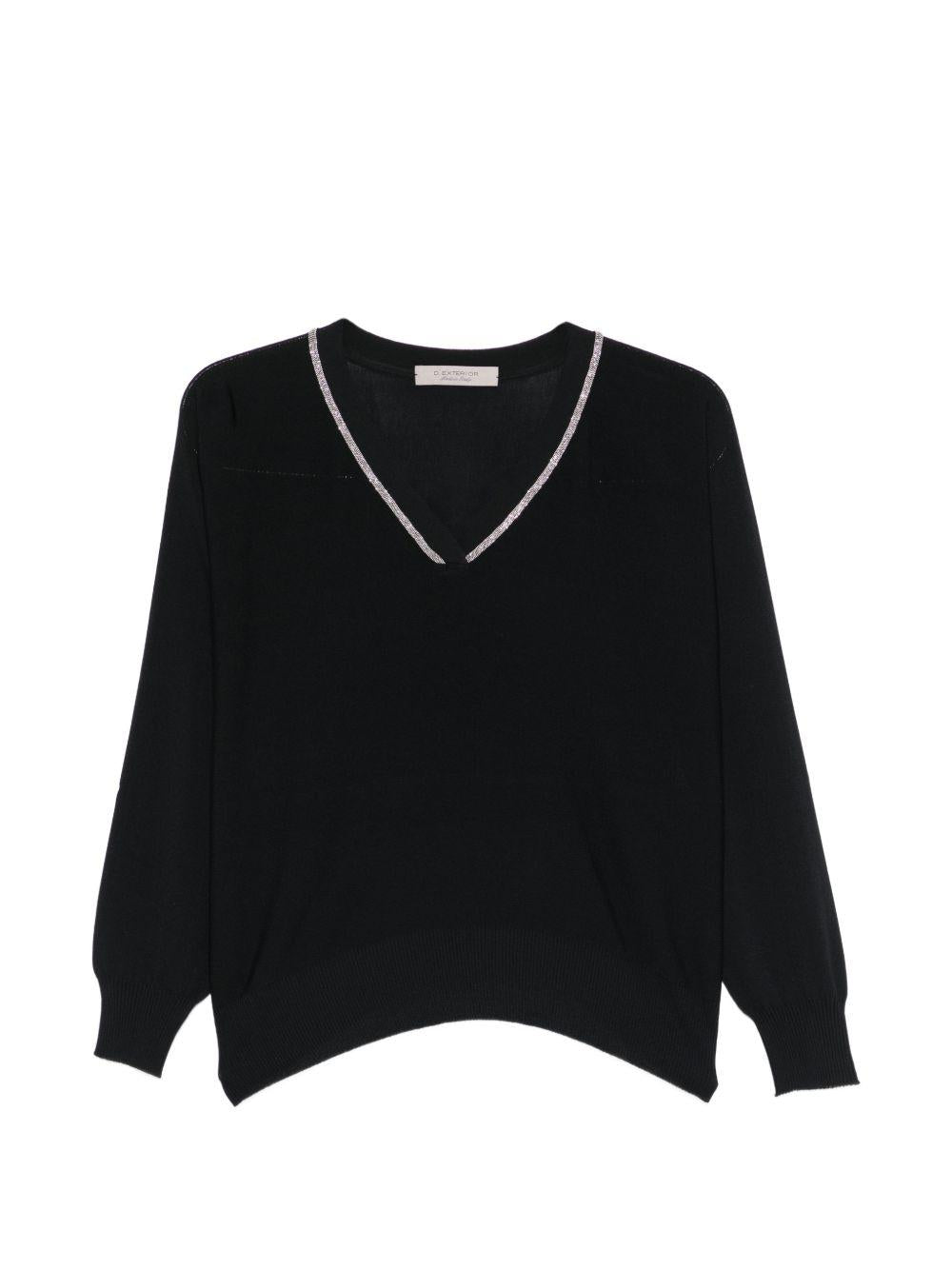 D EXTERIOR Maglia con scollo a V nera 