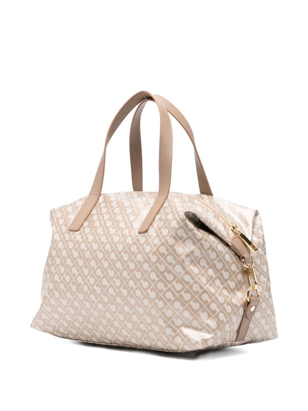 GHERARDINI Borsa Softy Creta con logo all-over avorio 