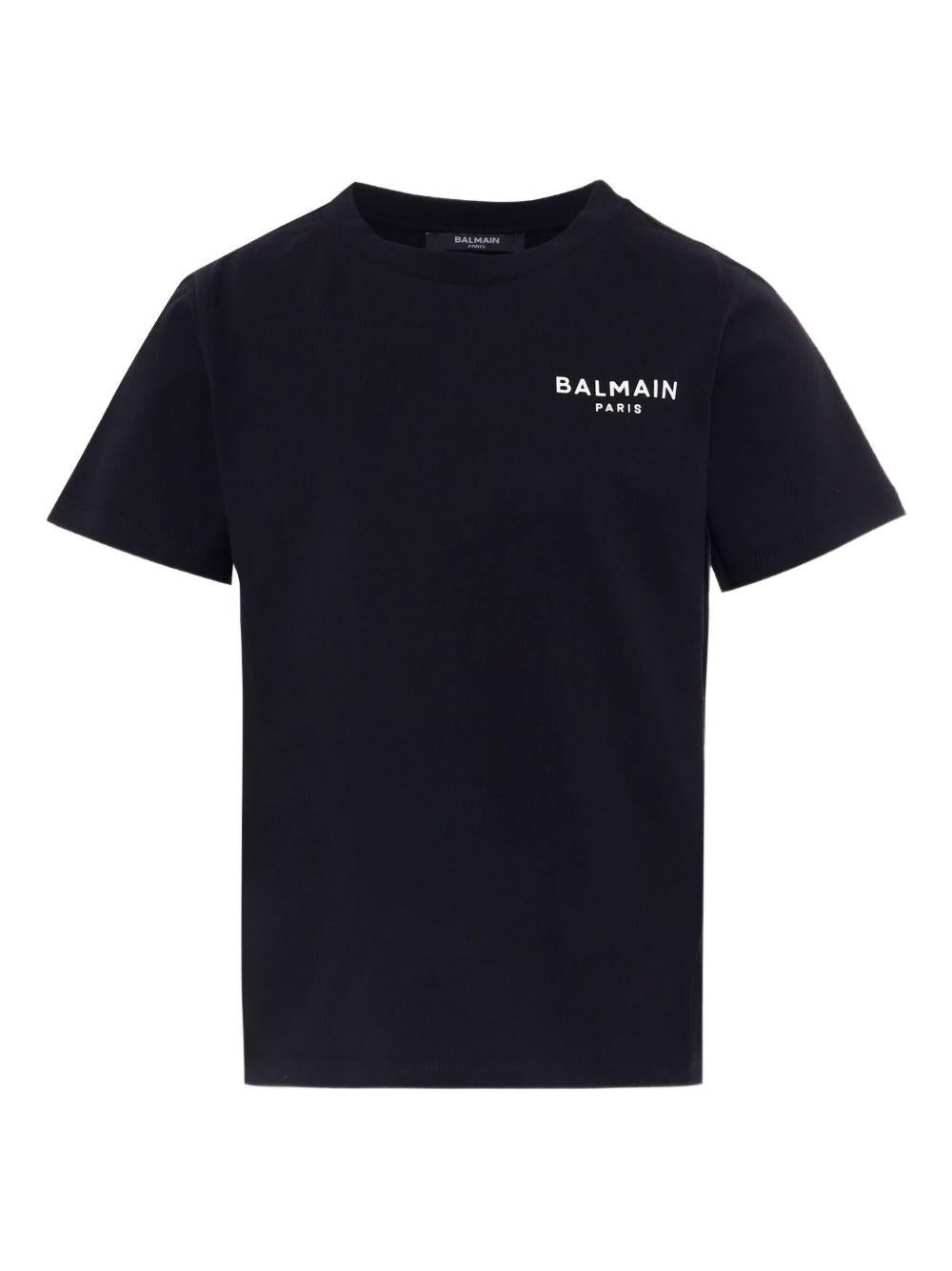 BALMAIN T-shirt in cotone nero con stampa 