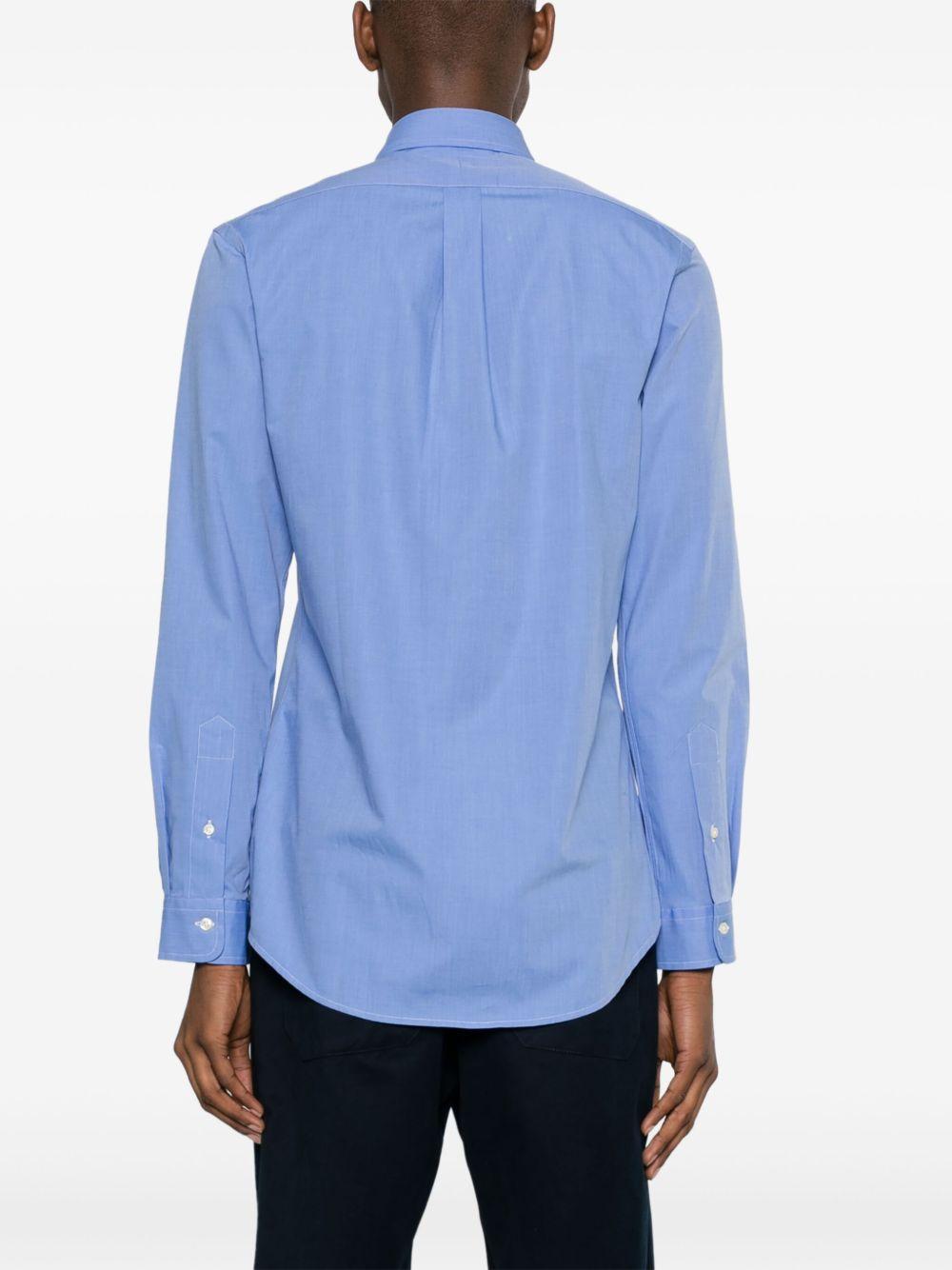 POLO RALPH LAUREN Camicia blu con logo ricamato sul petto 