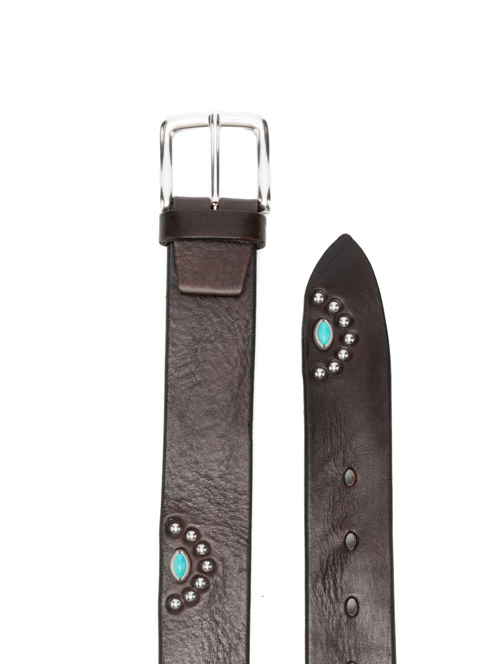 ALBERTO LUTI Cintura in pelle marrone con borchie 