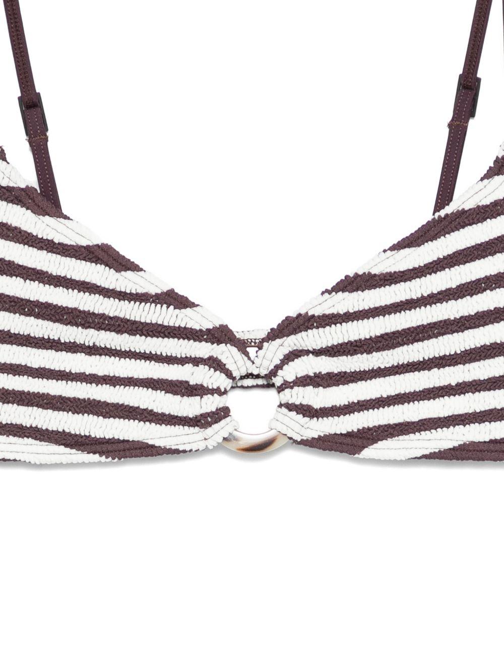 BOND EYE Top bikini mare Lissio a righe bianco e marrone 