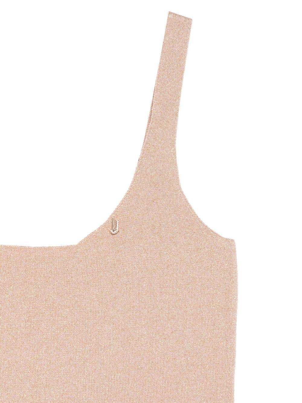 LIUJO Top canotta in lurex color sabbia 