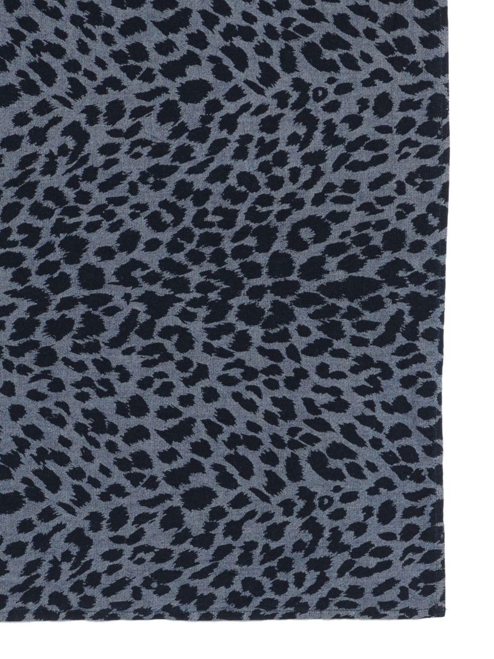 ASPESI Foulard in cotone con stampa leopardata blu e nera 