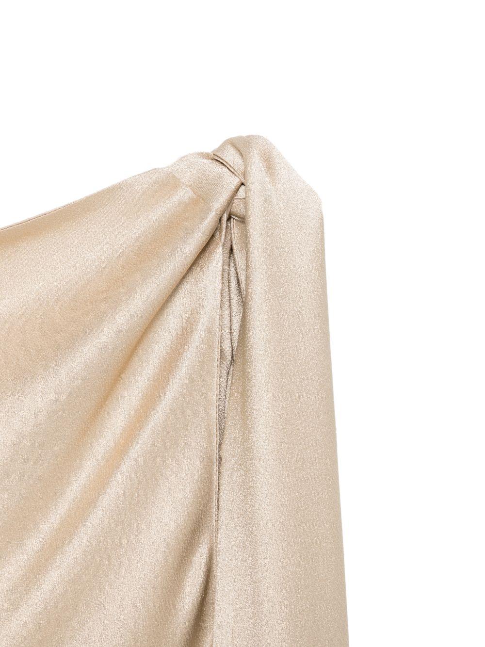 ANTONELLI Top Cloe beige chiaro con nodo monospalla 