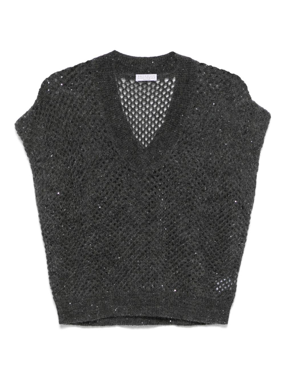 BRUNELLO CUCINELLI Maglia grigia con scollo a V 