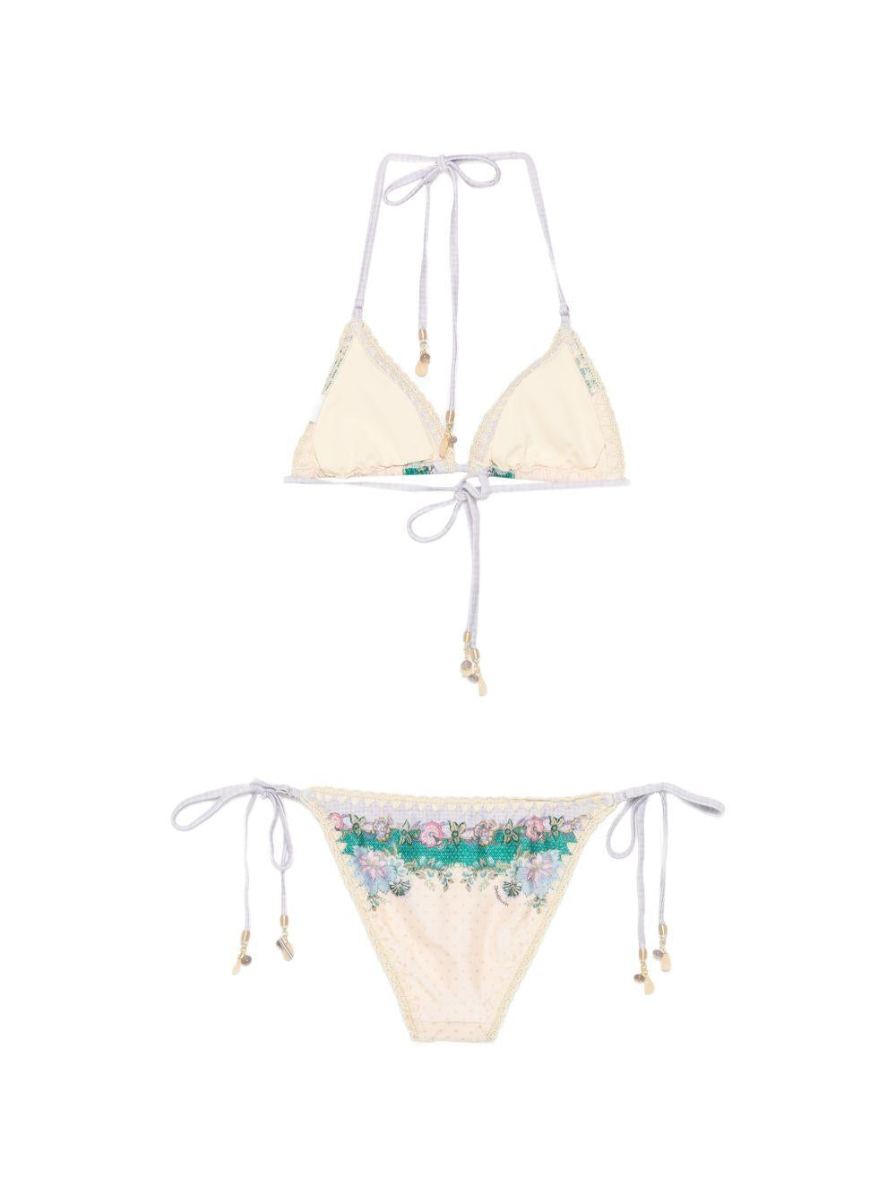 ZIMMERMANN Bikini Indra con dettagli crochet e stampa floreale 