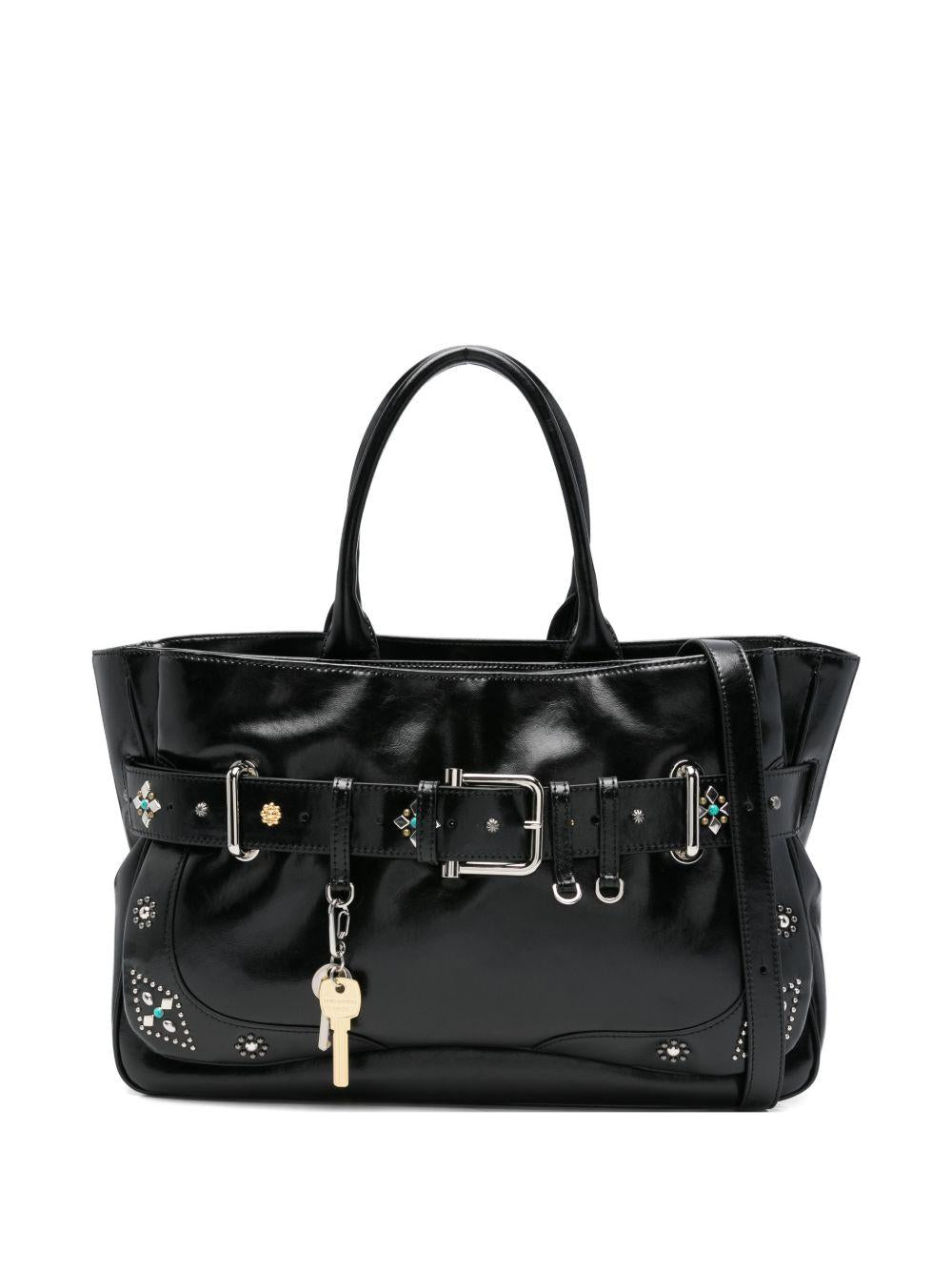 OSOI Tote bag Brocle in pelle nera con manici superiori 
