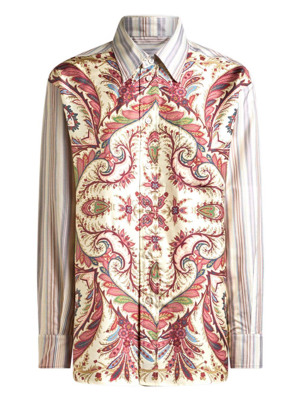 ETRO Camicia over in cotone a righe con stampa 