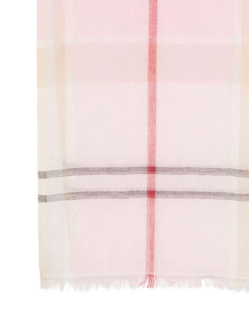 BARBOUR Sciarpa leggera in cotone misto lino rosa a quadri 