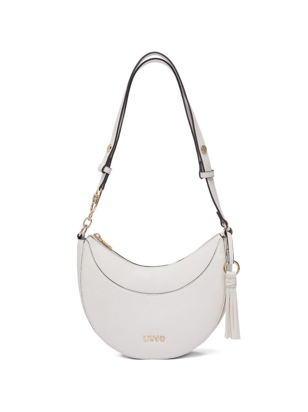 LIUJO Borsa hobo media bianco sporco con charm 