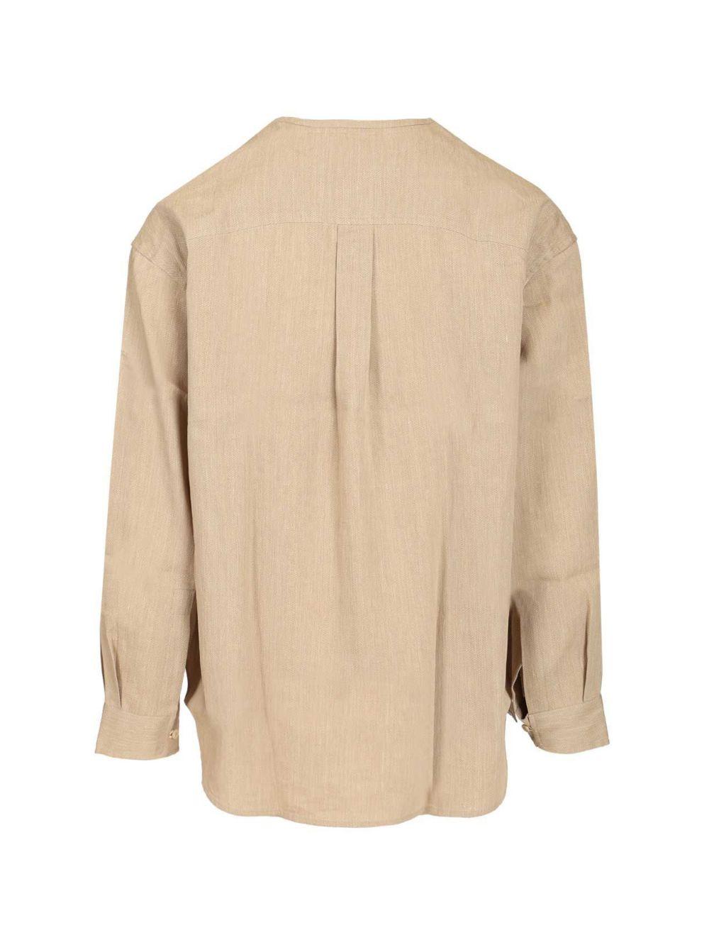 JACQUEMUS Camicia con collo alla coreana e bottoncini 