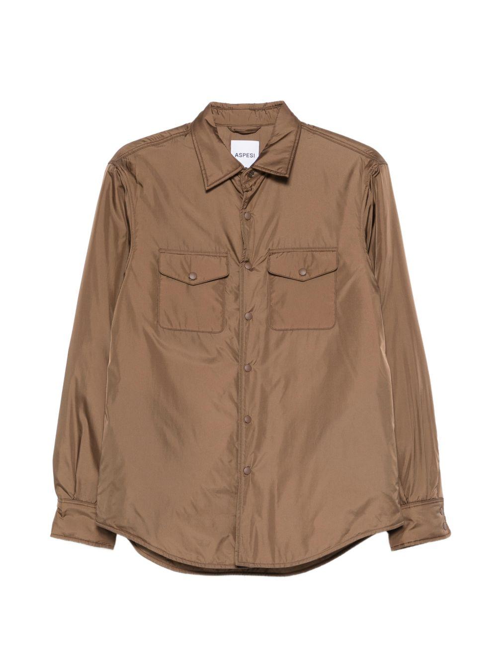 ASPESI Giacca Camicia marrone con tasche 