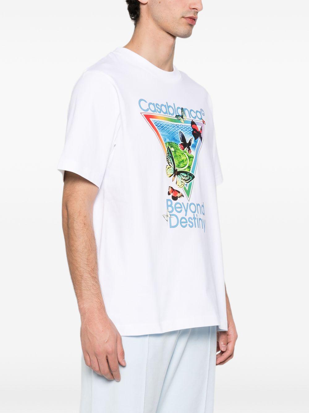 CASABLANCA T-shirt in cotone bianco con stampa e logo 