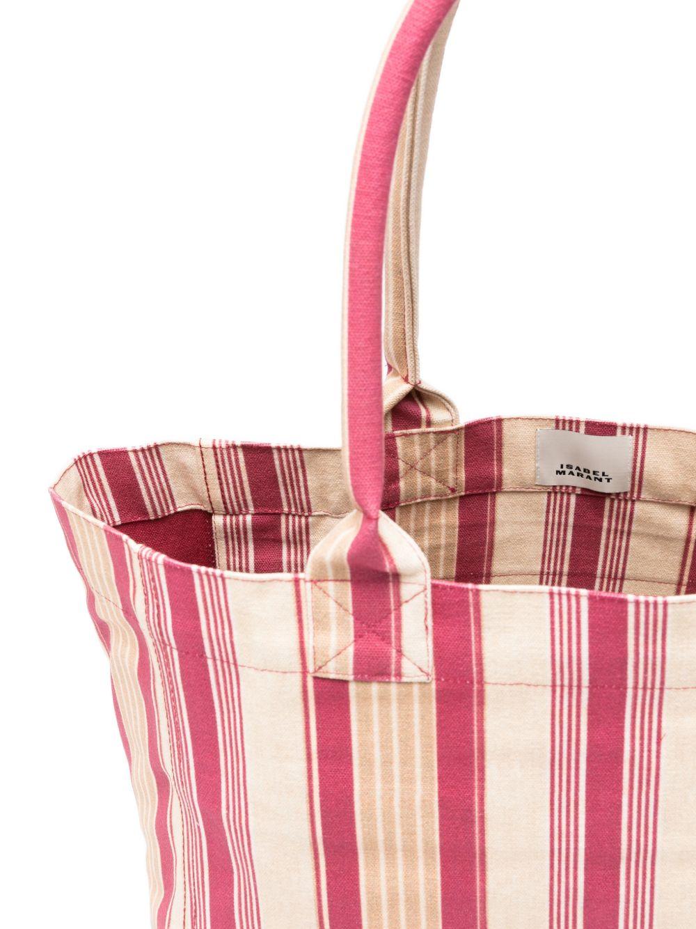 ISABEL MARANT Borsa shopping in cotone a righe con logo 