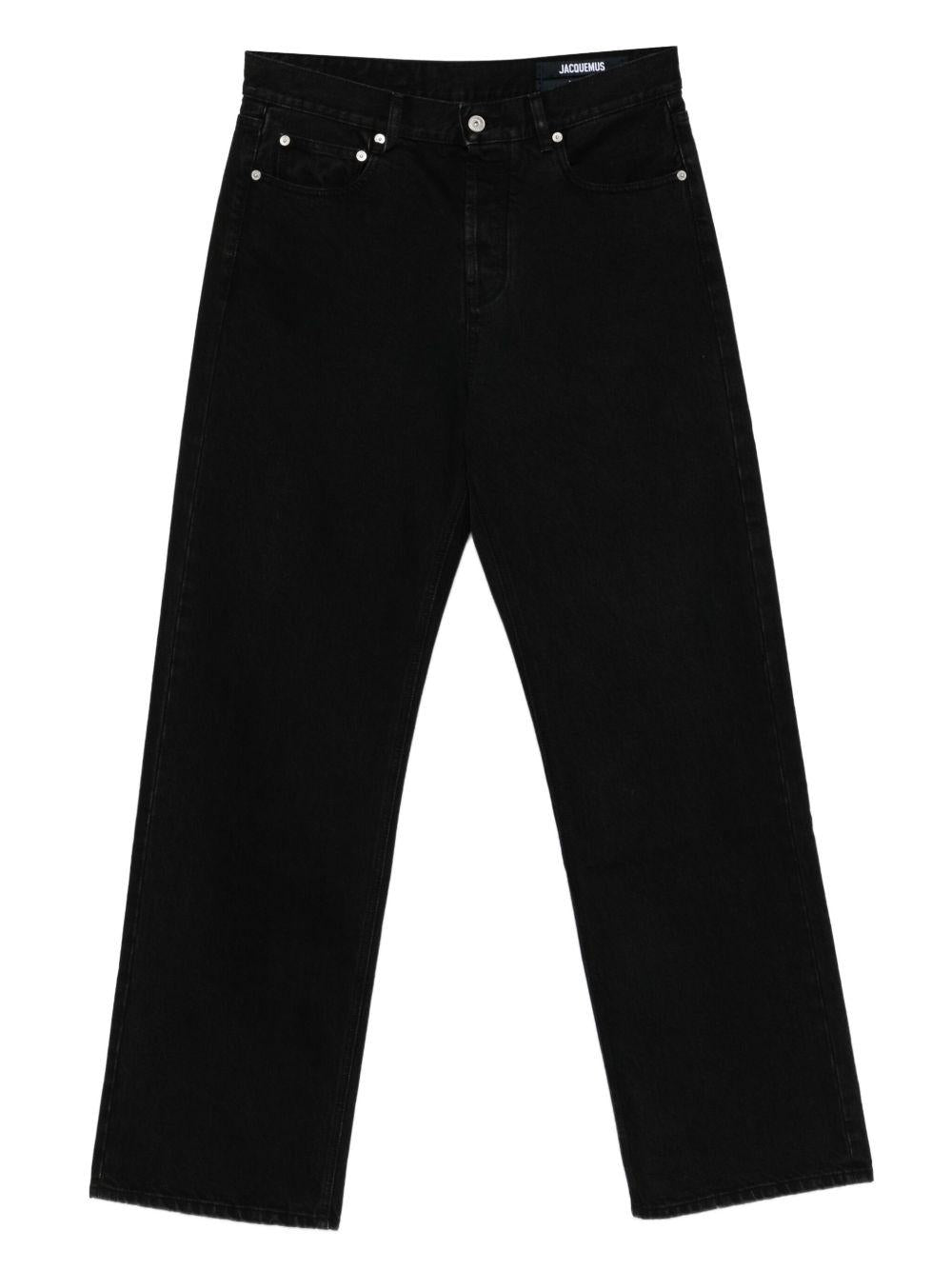 JACQUEMUS Jeans dritti Le de-Nîmes droit in denim indigo lavato con dettagli Jacron logo 