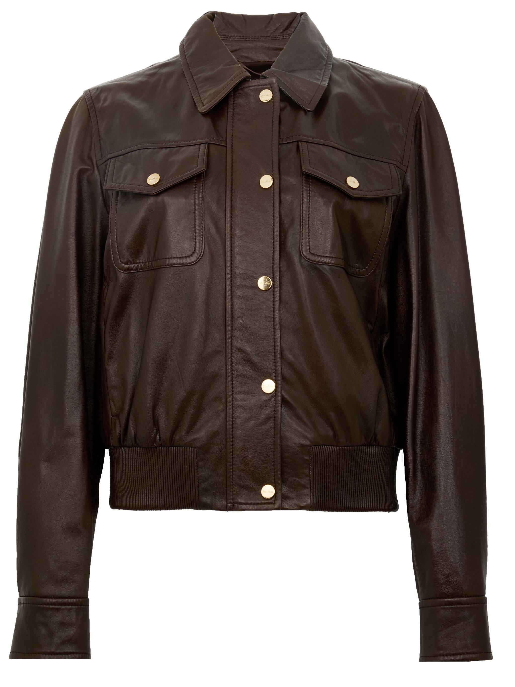 MAX MARA STUDIO Giacca di pelle Biada marrone 