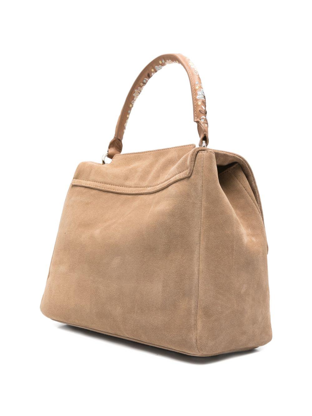 ORCIANI Borsa in suede Peach Flowers Bis marrone 