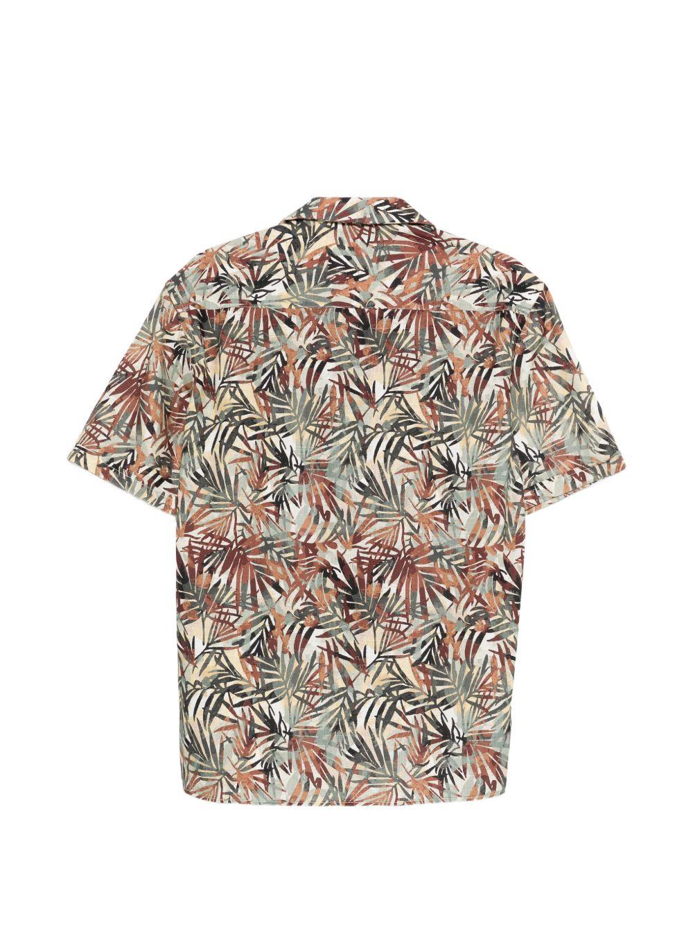 DANIELE ALESSANDRINI Camicia in cotone con stampa foglie a maniche corte 