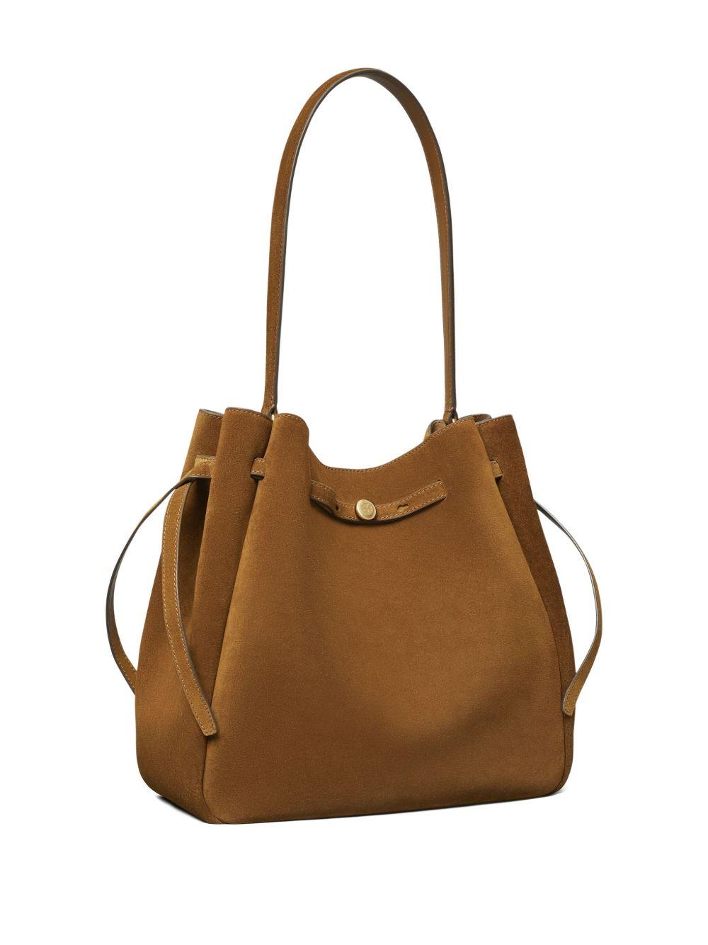 TORY BURCH Borsa a secchiello 'Romy' in pelle scamosciata 